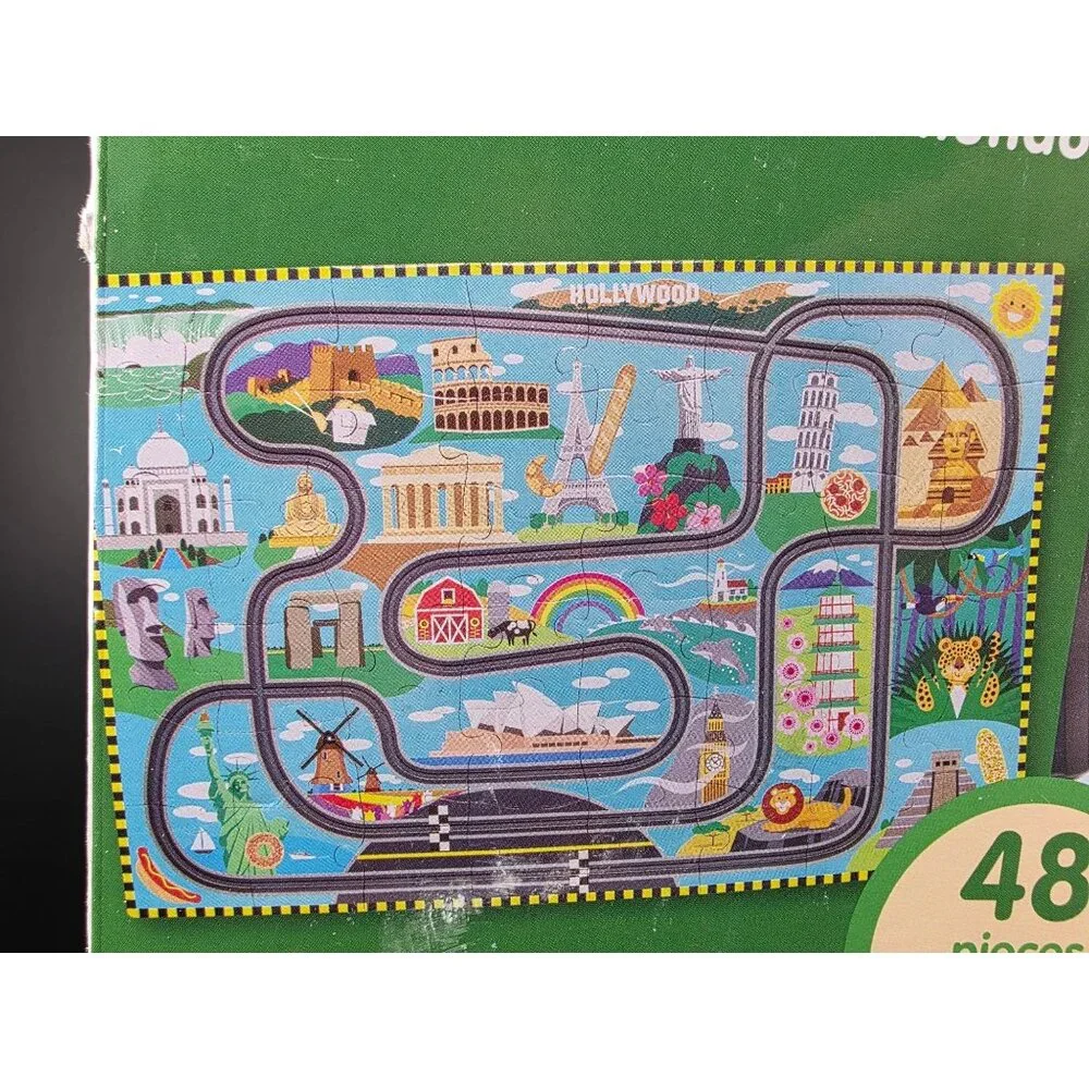 Melissa & Doug Tracks Floor Puzzle With 2 Wind-Up Cars 48 Pieces 36